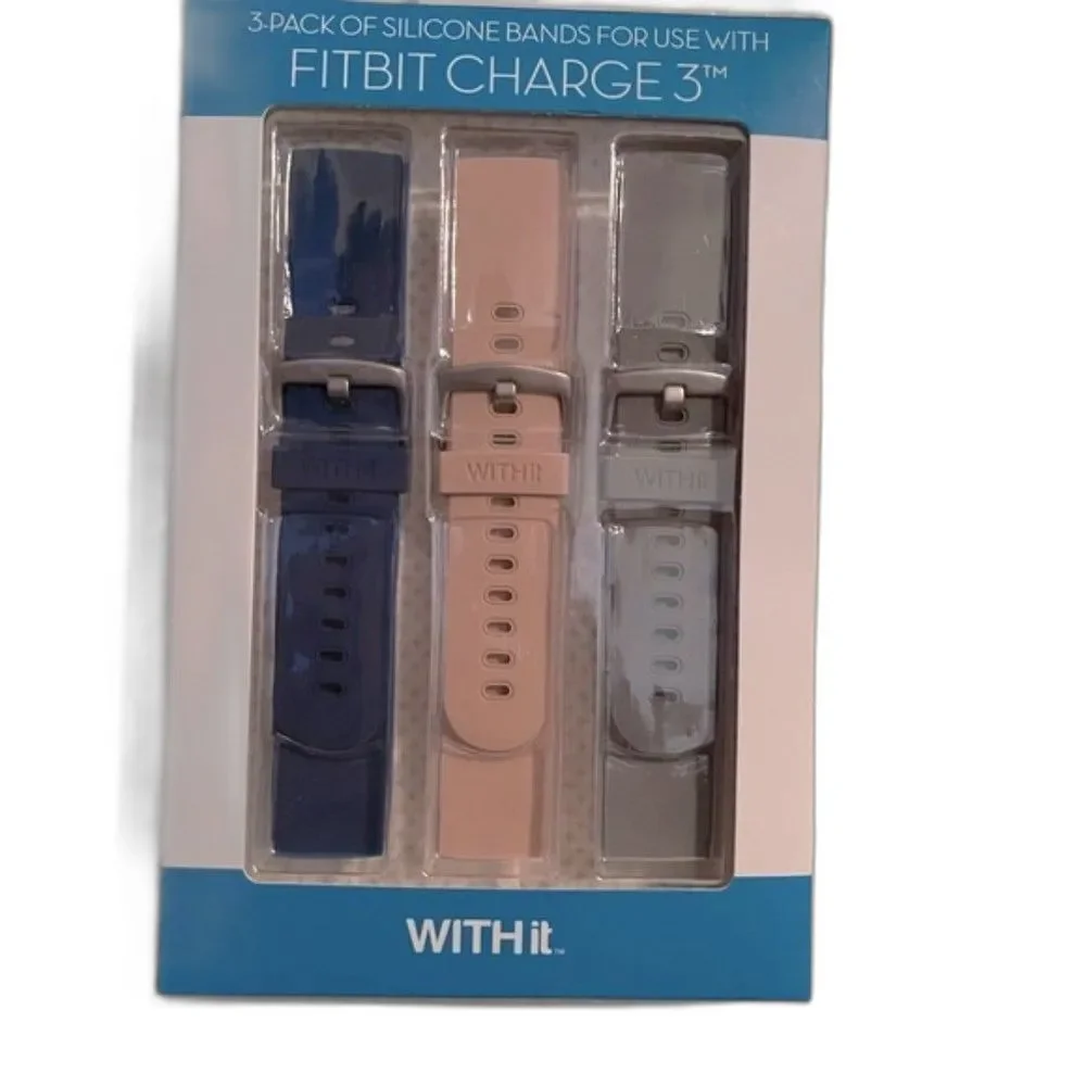 WITHit 3 pack silicone Band for FITBIT charge 3
